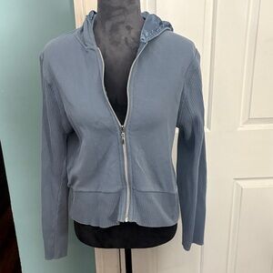 Merona Y2K Light Blue Zip-Up Jacket with Hood
